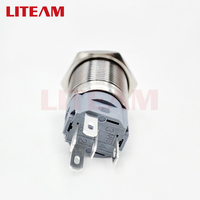 Interruptor de Botón Pulsador de Acero Inoxidable 1NO+1NC, Impermeable, Antipolvo, Momentáneo, de Cabeza Plana, 5A 250V, con Anillo LED para Control Básico