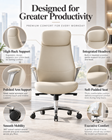 Chaise de bureau de direction en cuir à dossier haut, ergonomique et pivotante, pour un espace de travail professionnel de luxe