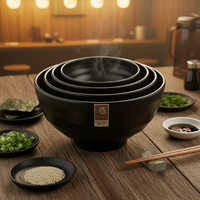 Meilleures ventes - Ensemble de bols japonais ronds en mélamine noire mate de 4,5 pouces