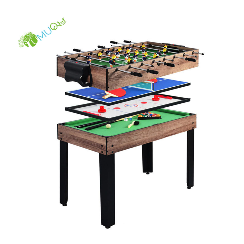 YumuQ, 48 дюймов, 4 в 1, стол для игры в футбол с несколькими бассейнами, скользящий Хоккей/пинг-понг, стол для семейных комнатных игр