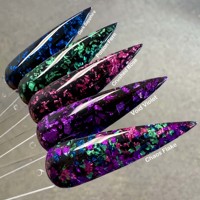 Poudre acrylique en vrac Cloverfei Private Label Gothic Foil Flake pour projets de mode alternative et salons de manucure