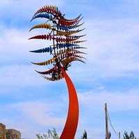 Sculpture moderne en métal inoxydable Moulin à vent magique personnalisé en métal Sculpture de vent cinétique rotative en acier inoxydable à vendre