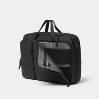 Custom Logo Black Computer Briefcase Wholesale Laptop Bag with Zippered Compartments Dual Handles and Shoulder Strap for Travel