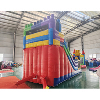 Structure gonflable combinée avec blocs de construction, château de saut gonflable pour enfants, toboggan gonflable extérieur pour événements
