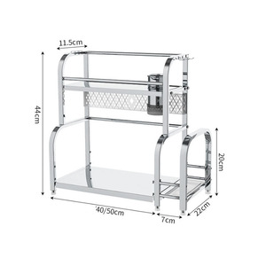 Küchen-Doppelstöckiges Edelstahl-Organizer-Regal, Umweltfreundlich, Multifunktional, Freistehend, Nicht Faltbar, Schwarze Aufbewahrung für Gewürze - Product Image 3