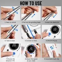 Perceuse à ongles rechargeable 45000 tr/min V1 lime à ongles électrique portable pédicure manucure pour salon de beauté