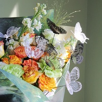 Décoration réaliste de papillons pour mariages, 8 cm, noir, blanc, transparent, papillon artificiel 3D pour décoration extérieure et intérieure