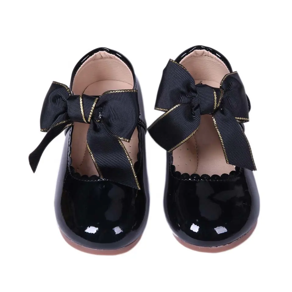 جميل بنات الأميرة أحذية أحذية بيبي بالجملة أسود حذاء للأطفال GS909-01BL