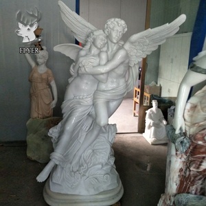 Statue d'amor en marbre blanc de haute qualité, Sculpture de Statue d'amour cupidon et <span class=keywords><strong>psyché</strong></span> grandeur nature - Product Image 3