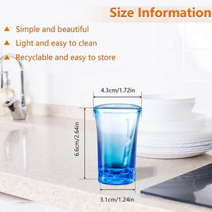 Taza de acrílico de fondo grueso irrompible reutilizable, vasos de chupito de vino de acrílico de plástico azul de grado alimenticio portátiles - Product Image 2