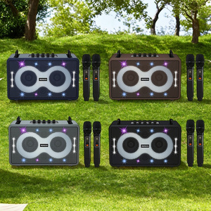 Altavoz de Karaoke de cuero de madera Retro grande con asa Caja de sonido inalámbrica de luz RGB Unidad de audio de alta calidad de graves fuertes - Product Image 6