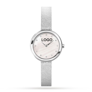 Montre pour femme de luxe personnalisée avec logo OEM ODM, acier inoxydable, diamants, marque privée, montre minimaliste, montres à quartz pour femme - Product Image 1