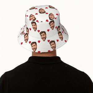 Bob unisexe personnalisé avec photo, motif d'amour imprimé, style pêcheur, avec motif de dessin animé en tissu tissé, cadeau personnalisé unique - Product Image 6