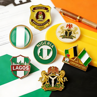 Badges souvenirs en gros du Nigéria, épingles à revers en émail avec emblème national, drapeau, forme de la terre, événement diplomatique, broches de costume personnalisées