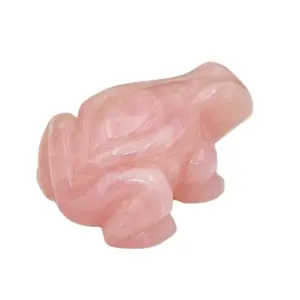 Wholesale natural crystal carving animal crafts Frog statue 2.5inch healing gemstone crystal rose quartz Frog for gifts Crafts