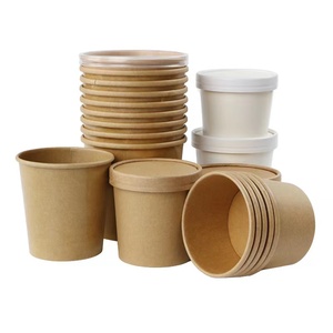 Emballage à <span class=keywords><strong>emporter</strong></span> en papier Kraft, Logo personnalisé 16oz 26oz 32oz, tasse à <span class=keywords><strong>soupe</strong></span>, pour pâtes de riz, pièces - Product Image 1
