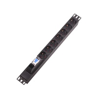 Unité de distribution d'alimentation en aluminium de 19 pouces, 16A 250V, 6 prises de type allemand, PDU avec disjoncteur 1P
