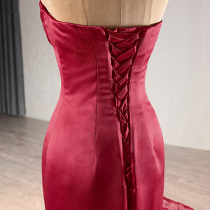 Alluring <b>Red</b> Satin Mermaid Sweetheart Prom Dress Lace up Evening Dress Rsm241103 - Product Image 5