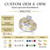 Bague de promesse porte-bonheur pour usage quotidien, en argent 925, bague empilable, pavé de zircone cubique, bague de mariage trèfle bicolore, bijoux du fabricant
