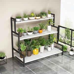 Simple Modern Iron Plant Stand Green Plant Flower Stand for Outdoor <strong>Garden</strong> Multi-Layer Interior Space Saving <strong>Shelving</strong> - Product Image 2
