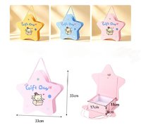 Boîte fourre-tout rose/jaune en forme d'étoile avec poignée, pour cadeaux de naissance, boîte à bonbons, fête des enfants, faveurs de fête des 100 jours