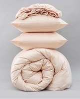 Ensemble de housse de couette 4 pièces en rayures tissées 100% bambou pur, 300 fils, garni de laine, toutes saisons, personnalisable