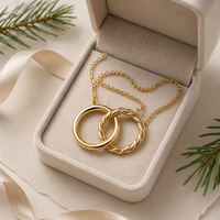 Bijoux minimalistes élégants en or plaqué or, argent sterling 925, pendentif double cercle, pendentif double anneau pour femmes