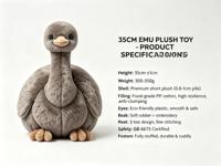 Peluche Émeu, Animal en Peluche Populaire du Zoo, Souvenir Personnalisé du Zoo, Cadeau en Gros