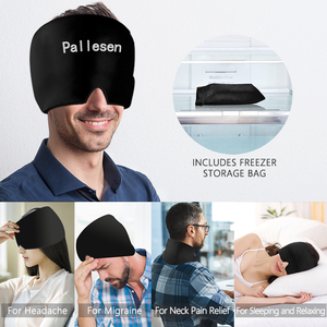 Vente en gros en usine-Logo imprimé Gel Ice Relief Cap Cool Head Ice Pack Mask Soulagement des maux de tête Compresse Form Fitting Cold Therapy Hat - Product Image 2