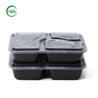 Flash Easy Clean PP Plastic 3-delige voedselcontainers met glad oppervlak, geschikt voor snel schoonmaken, ideaal voor drukke keukens