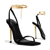 Sandales pour femmes grandes tailles en gros, à bout carré, à brides enveloppantes, à bride plate, à boucle croisée, à bout rond, et à talons hauts fins