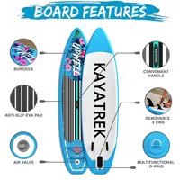 Planche de paddle gonflable Kayatrek durable multi-usages en PVC, système à 3 ailerons, portable, accessoires larges, paddleboard debout