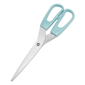Ciseaux de bureau 210 mm en acier inoxydable, lame droite, manche bleu, outil de découpe de papier - Product Image 1