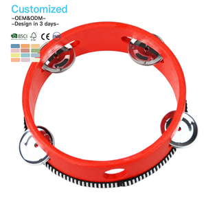 EDULAND Montessori - Tambor de Mano Educativo de Madera para Niños, Tamburelli Rojo, 4/6/7/8/10 Pulgadas, Juguetes Musicales OEM ODM - Product Image 2