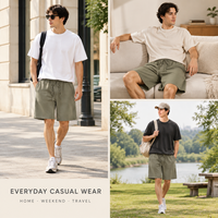 Vente directe d'usine, shorts décontractés pour hommes, couleur unie, coton, taille élastique, cordon de serrage, shorts de plage d'été, logo personnalisé