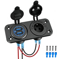 Panneau de commande marin 2 modules étanche avec chargeur USB QC3.0 PD Type-C et prise allume-cigare 12V pour VR, bateau, caravane, tout-terrain