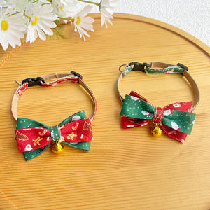 Kalung Dasi Kupu-kupu Natal Poliester Lembut untuk Kucing & Anjing 2025 dengan Lonceng Merah/Hijau Dekorasi Liburan - Product Image 1
