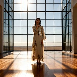 Robe Abaya en Polyester Brodée de Luxe Personnalisée Élégante pour Femmes Musulmanes Parfaite pour les Occasions Spéciales - Product Image 4