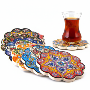 Hand Printed Turkish <b>Ceramic</b> Tea - Coffee <b>Coaster</b> From Turkey - Product Image 2