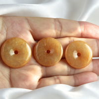 Pendentif de sécurité en jadéite jaune glace, Collier unisexe en jade en forme de donut, Chaîne de pull, Bijou