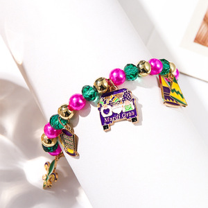 Pulsera de Carnaval con Perlas de Imitación y Colgante de Aleación, Joyería Unisex, Regalo, Pulseras de Moda con Dijes - Product Image 2