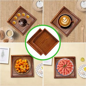 Plateau de service en bois de qualité supérieure avec poignées métalliques robustes, léger, durable et élégant pour la cuisine, la salle à manger et l'utilisation en hôtellerie - Product Image 4