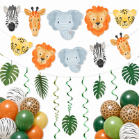 Bannière en forme d'animaux de la jungle, double face, pour événements scolaires, guirlande de fond, décorations suspendues pour mariage, baby shower, fête