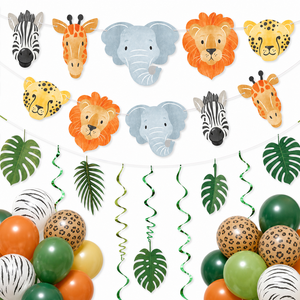 Striscione a Forma di Animali della Giungla, Doppio Lato, per Eventi Scolastici, Sfondo per Matrimoni, Baby Shower, Decorazioni Appese per Feste - Product Image 1