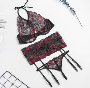 Sensuele Lingerie Vrouw <span class=keywords><strong>Sexy</strong></span> Ultra-Dunne Grote Taille Ondergoed <span class=keywords><strong>Sexy</strong></span> Bloemen Beha Culotte Ensemble - Product Image 6