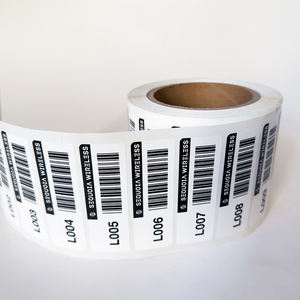Etiquetas de código de barras autoadhesivas personalizadas, número de serie, etiqueta de impresión de código <span class=keywords><strong>QR</strong></span>, rollo de pegatinas de embalaje impermeables de datos variables - Product Image 3