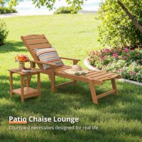Chaise longue d'extérieur LUE BONA, chaise longue HDPS, 5 positions réglables, roues, bord de piscine, jardin, couleur bambou, fabriqué en Chine, extérieur