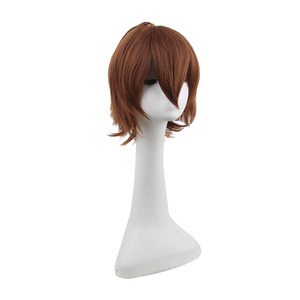 Peluca de Cosplay de Anime Akame Ga Kill Tatsumi, corta, marrón, en capas, con cola de caballo, pelo sintético resistente al calor para fiesta de disfraces - Product Image 2