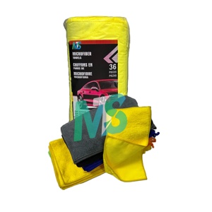 Serviette de nettoyage automobile en microfibre de haute qualité 40x40 cm jaune, microfibre pelucheuse haute et basse densité, emballage personnalisé, chiffon de nettoyage pour voiture - Product Image 1