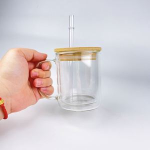 Mug à café en verre sublimable à double paroi transparente de 9 oz avec couvercle en bambou et paille pour impression par transfert thermique – Expédition depuis notre entrepôt aux États-Unis - Product Image 4
